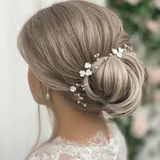 pearl sprigs wedding hair vine silver
