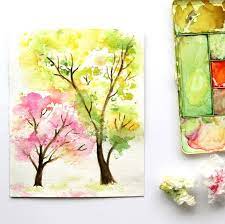 easy watercolor painting tree with