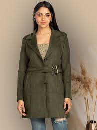 Buy Moss Green Women Long Coat