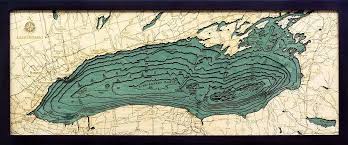 Lake Ontario Wood Carved Topographic Depth Chart Map