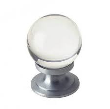 Round Clear Glass Cupboard Knob Satin