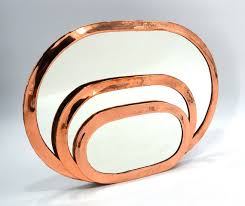 Oval Shape Handmade Red Copper Flat