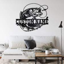 Custom Bass Fishing Metal Wall Art With