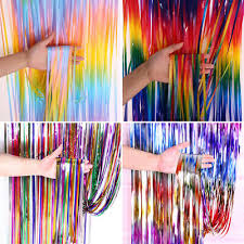 40 rainbow curtain fabric ranked in order of popularity and relevancy. Foil Fringe Curtain Rainbow Tinsel Backdrop Festival Wedding Party Beauty Decor Ebay