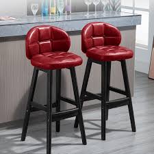 red bar height tufted bar stools set