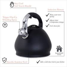 14 cup black stainless steel tea kettle
