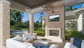Contemporary Stone Outdoor Fireplace