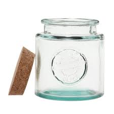 Recycled Glass Jar With Cork Lid H11cm