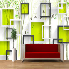 New Modern Green Fresh There Dimensional Block Chart With Nature Scenery Decor Household Tv Sofa Backdrop Mural Wallpaper For Living Walls Free
