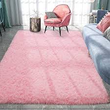 large fluffy rug carpet decor pink