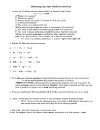 Predict the product s along with the states indicate the type of reaction and balance the following chemical reactions. 49 Balancing Chemical Equations Worksheets With Answers