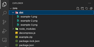 unzipping files in node js
