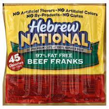hebrew national franks beef 97 fat free