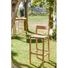 Garden High Stool In Yaki Teak Wood Sklum