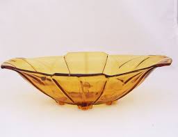 Vintage Amber Glass Serving Bowl Art