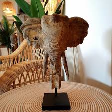 Wooden Traditional Carved Elephant Statue