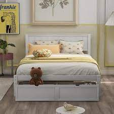 Anbazar White Wood Full Size Bed Frame