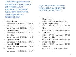 Change Of Fabric Gsm Vary With Yarn Count