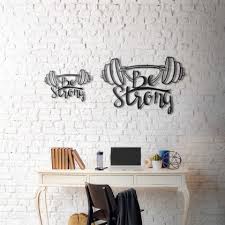 Metal Wall Art Be Strong Couleur Gris