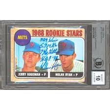 Check spelling or type a new query. Mets Nolan Ryan Stat Signed 1968 Topps 177 Rookie Card Auto Grade 10 Bas Slab