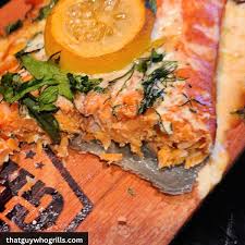 pit boss salmon on a cedar plank that