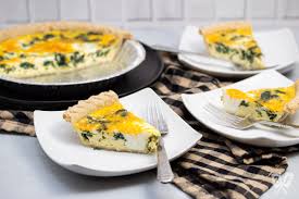 baby spinach and cheddar quiche made