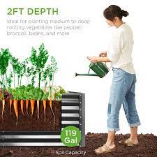 Best Choice S 4x2x2ft Outdoor Metal Raised Garden Bed Planter Box For Vegetables Flowers Herbs Charcoal