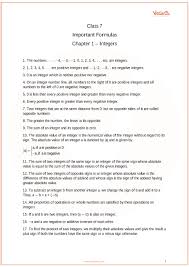 Cbse Class 7 Maths Chapter 1 Integers Formulas