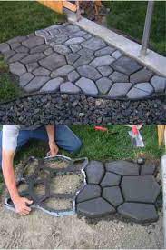 easy diy concrete cobblestone path do