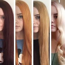 For example, if you want to dye your hair from bleached blonde to a warm brown color, you need to have all three primary colors (red, yellow, blue) going into your hair color. The Realistic Stages Of Lightening Hair From Dark To Light Color Correction Hair Dark To Light Hair Hair Stages
