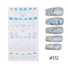 5d jellyfish nail stickers sea