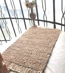 jute rug handmade braided rectangle 100