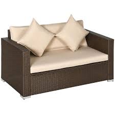 outsunny wicker outdoor loveseat in