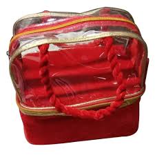 moisture proof red carry makeup kit bag