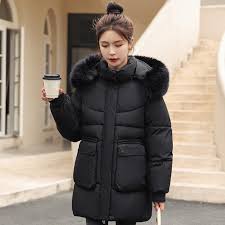 Cold Coat Hooded 2023 Faux Fur Collar