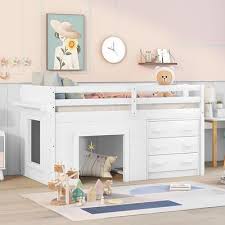 urtr white twin loft bed frame with