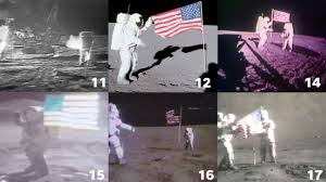 american flags on the moon
