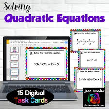 Quadratic Equations Digital Task Cards