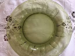 Vintage Green Glass Plates 8 Inch