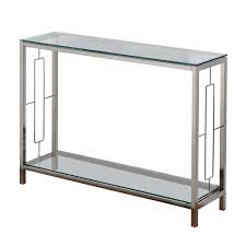 contemporary chrome glass console table