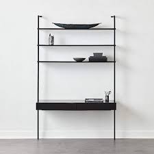 Black Wall Mount Desk With Shelves