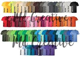 Every Color Digital File Shirt Color Chart Gildan 5000