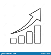 Growth Chart Simple Line Vector Icon On White Stock Vector