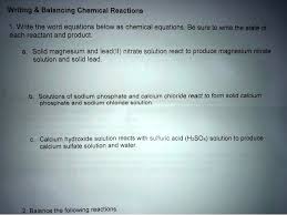 Writing Balancing Chemical Reactions