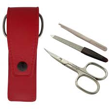leather manicure set with nail scissors