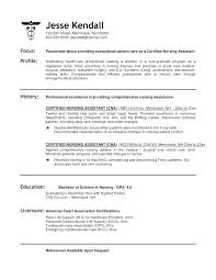 Cna Resume Cover Letter Certified Nursing Assistant Resume Examples