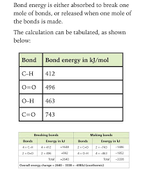 Using Bond Energies To Calculate The Overall Energy Released