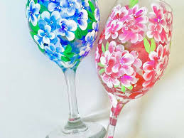 Paint And Sip Fl Wine Glass Set