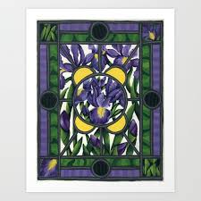 stained glass irises art print by