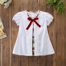 Baby Kid Girls Short Sleeve T Shirt Lace Top Dress With Bowknot Summer Clothes